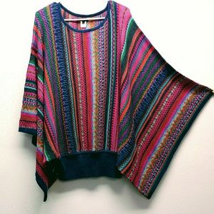 Novica Multicolored Light Sweater w/ Poncho Sleeve